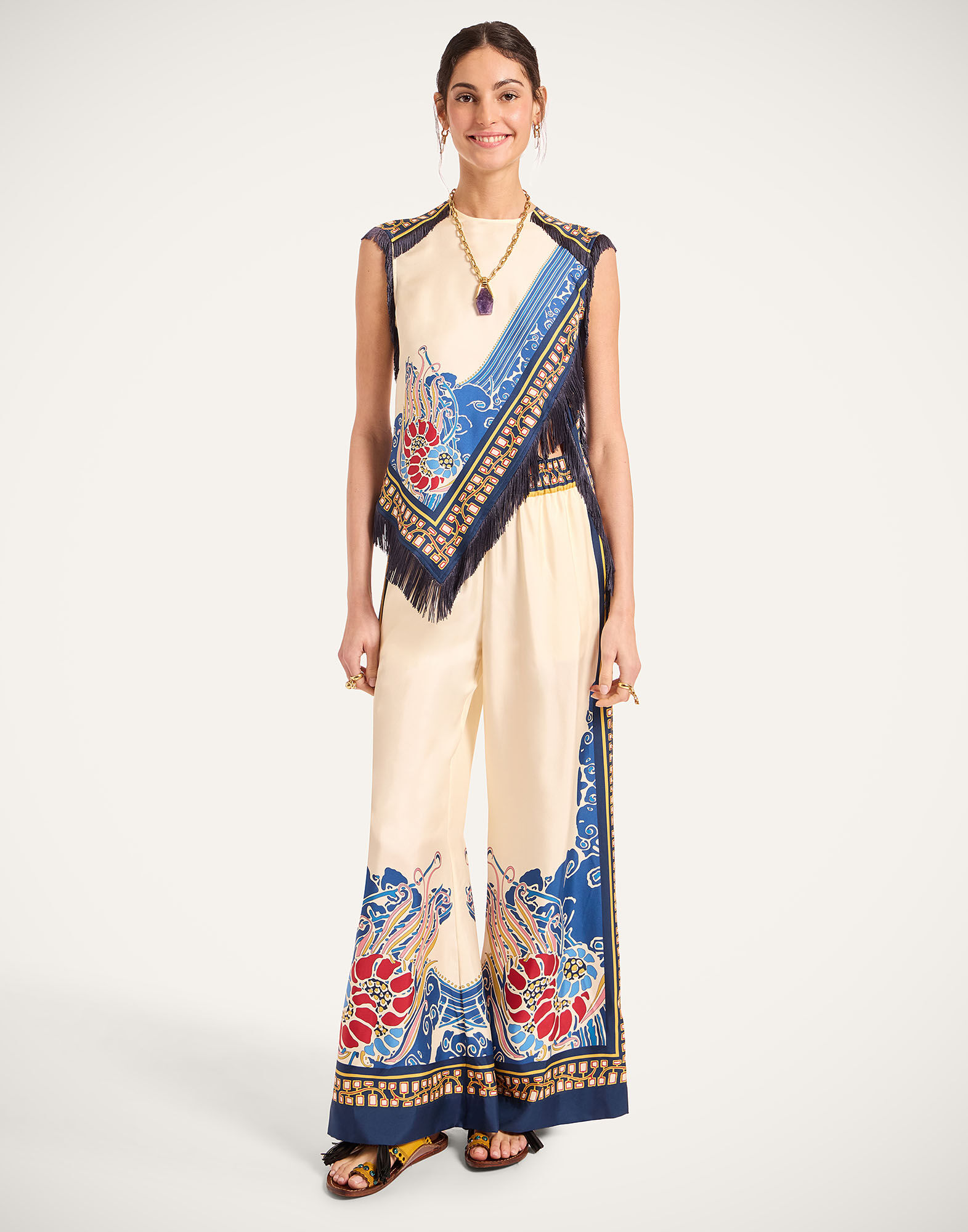 La DoubleJ Scarf Top Lemuria Plac&eacute;e Blue TOP0160SIL006LEM02BU03