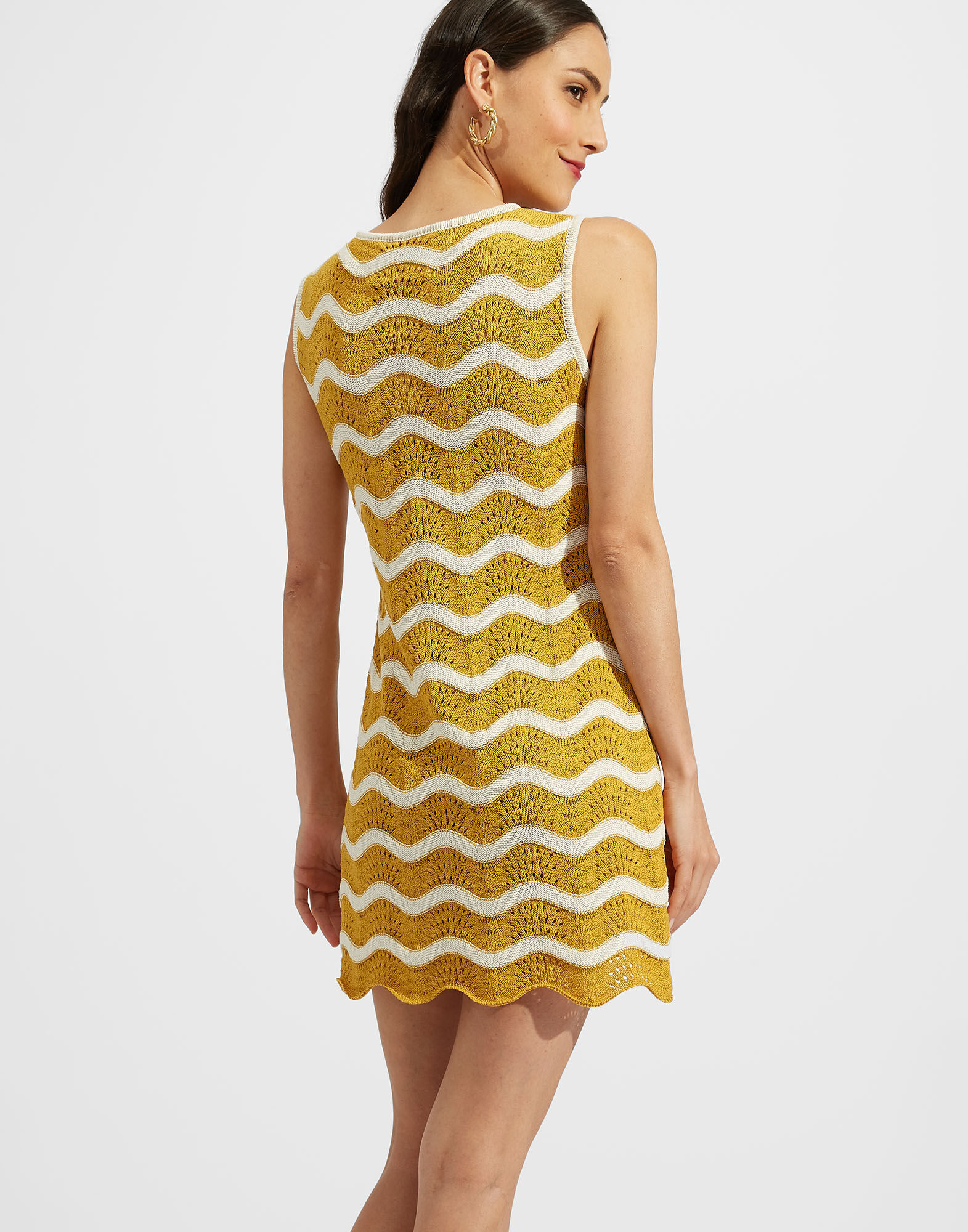 La DoubleJ Wavy Mini Dress Avorio / Giallo DRE0502KNI078VA159WH04