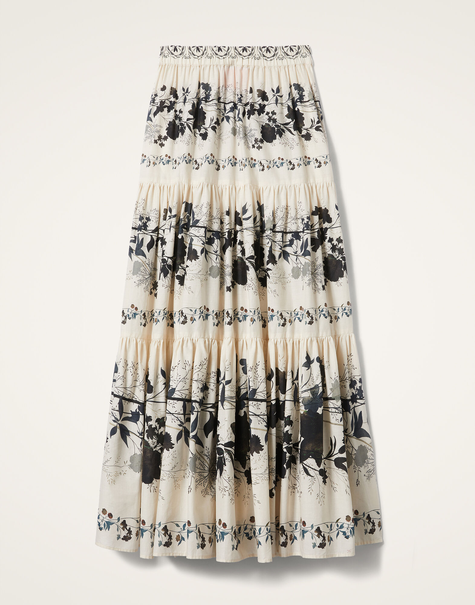 La DoubleJ Big Skirt Stilo Plac&eacute;e Ivory SKI0139COT056STI01WH04