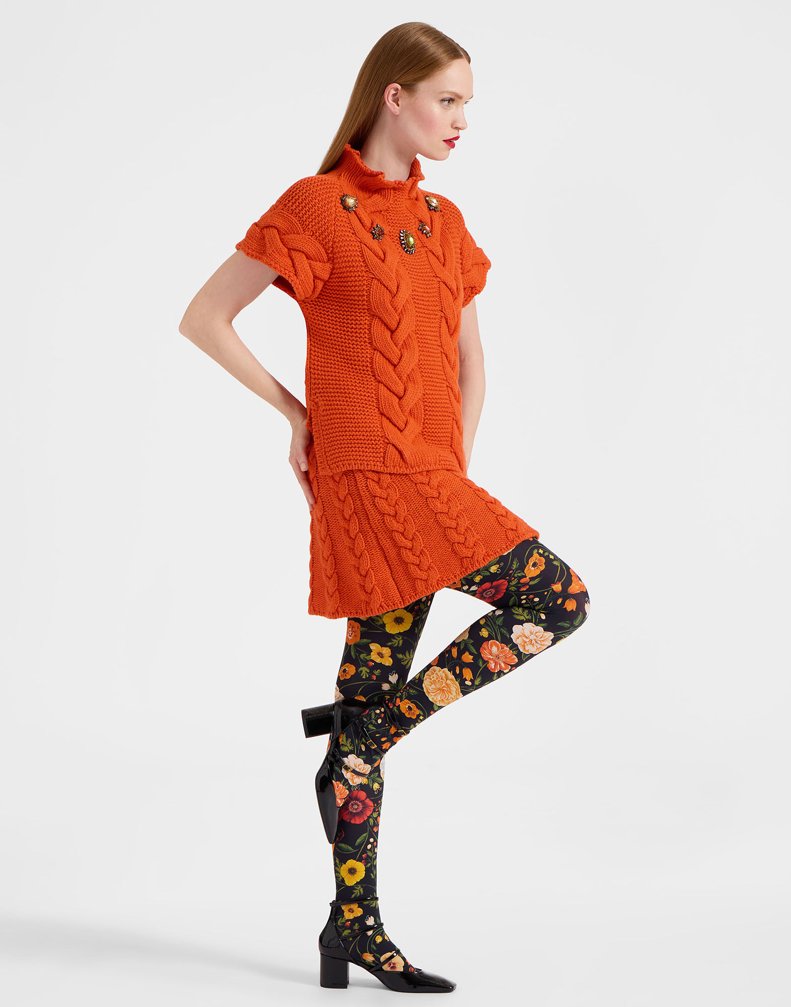 La DoubleJ Printed Tights Botticelli Black SOC0013NYL008CEL01BL01