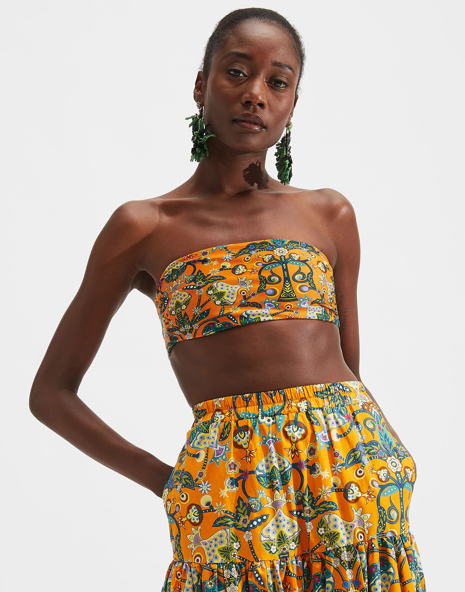 LaDoubleJ 3-Way Bandeau Top Tree Of Life Arancio SWI0021LYC001TFL0004