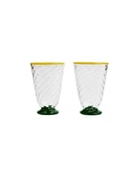 La DoubleJ Quilted Glasses Set Of 2 Green GLA0025MUR001QUI01GR02
