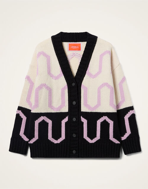 La DoubleJ Comber Cardigan Multicolor Ivory & Black PUL0344KNI134VA452BL01