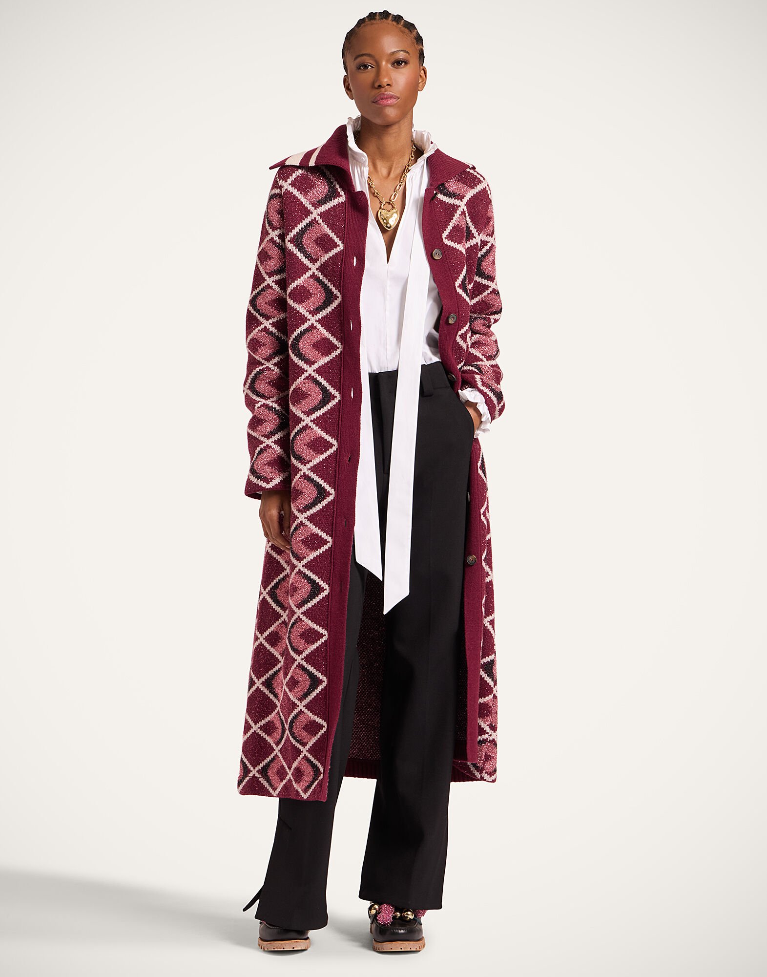 La DoubleJ Half-Light Coat Multicolor Burgundy JAC0184KNI132VA454RE02