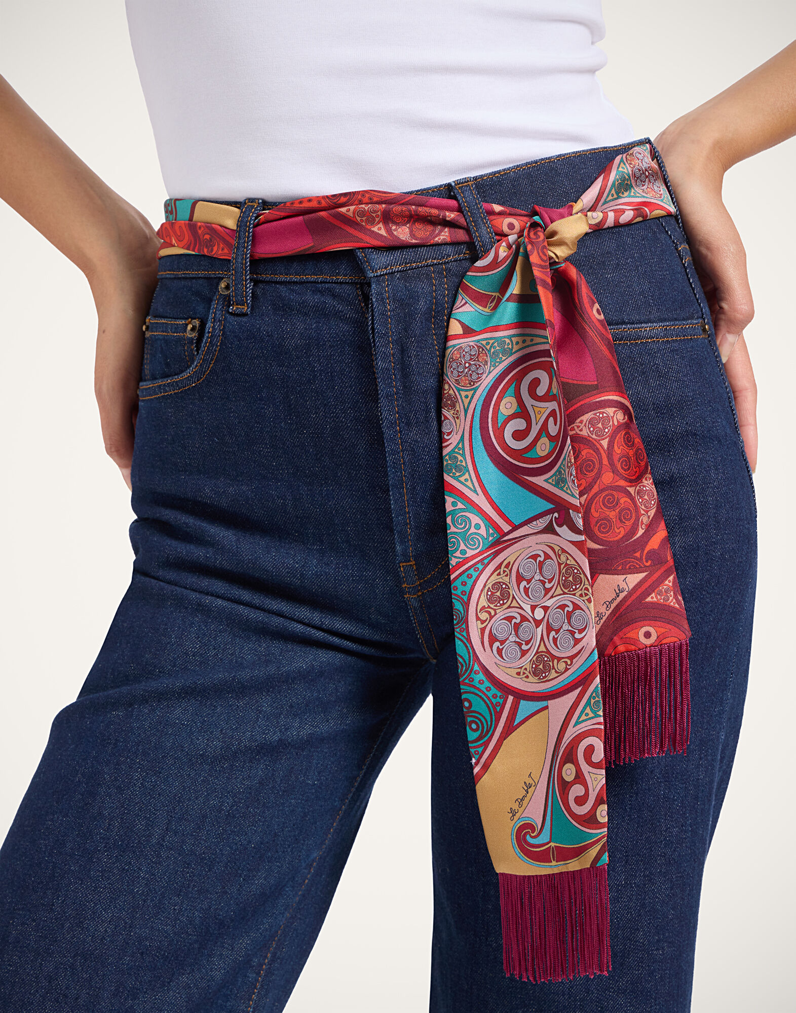 La DoubleJ Skinny Scarf Alchemy Plac&eacute;e Dark Red SCA0075SIL006ALC03RE40