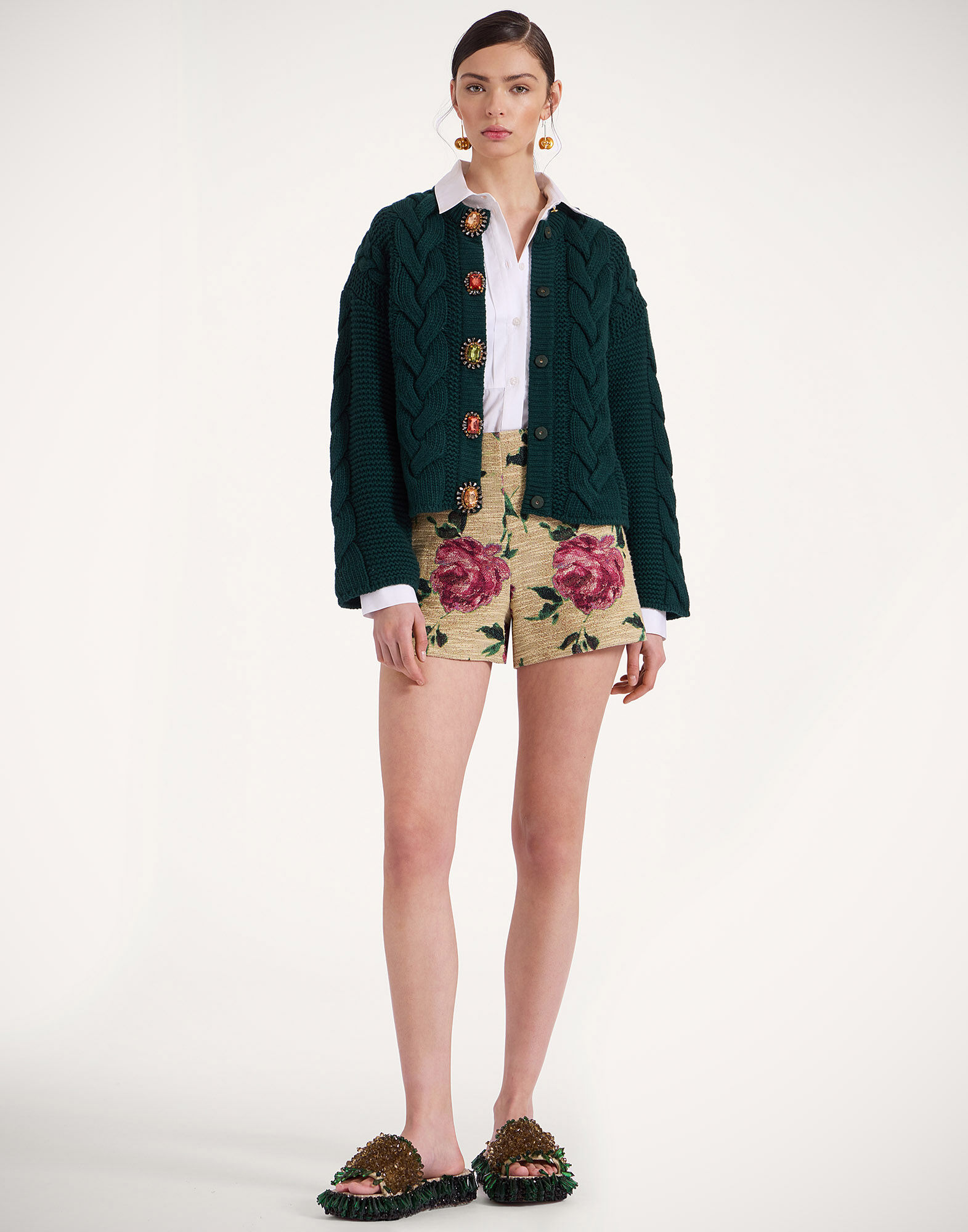 La DoubleJ Portrait Cardigan Solid Green PUL0211KNI120VA271GR02