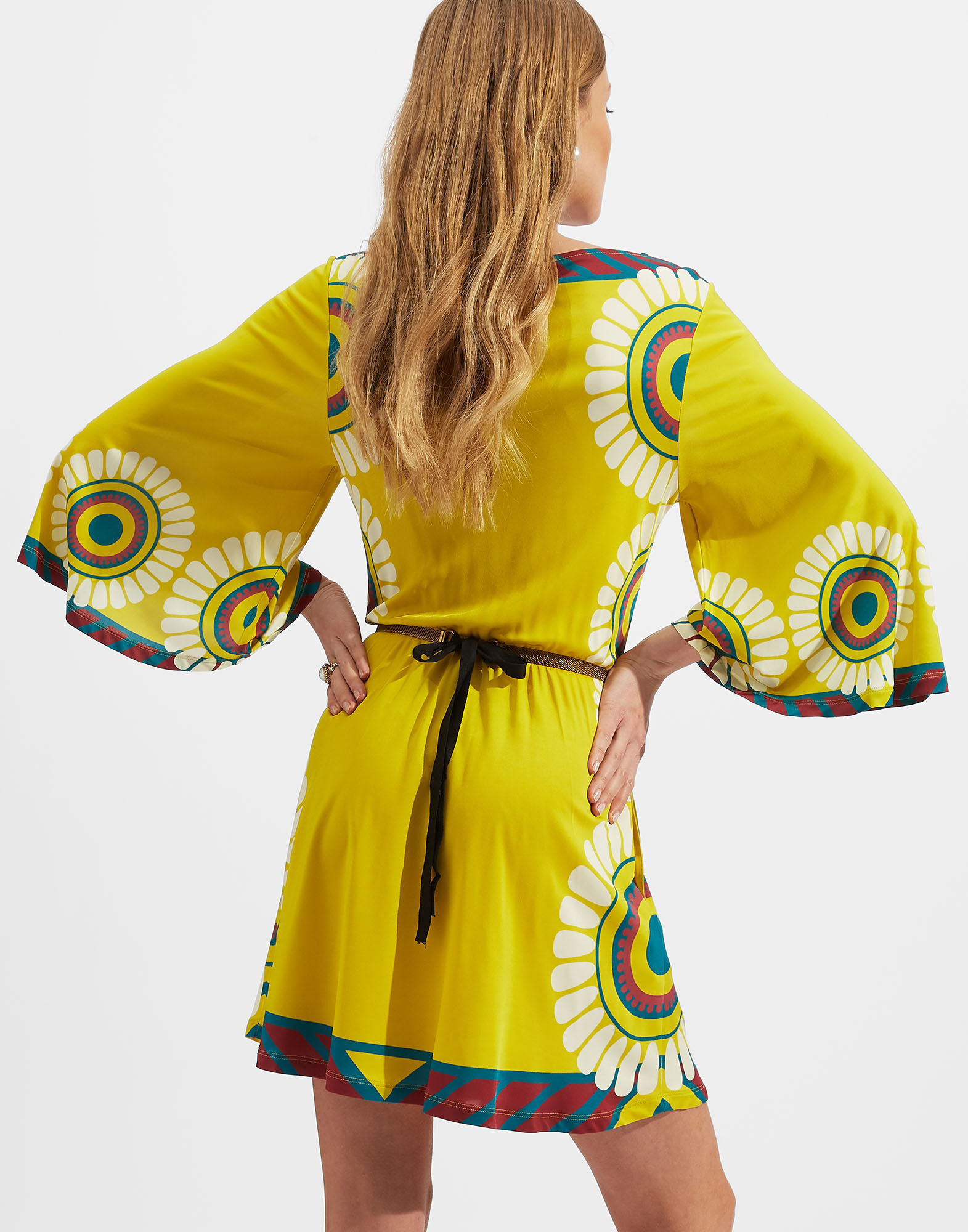 La DoubleJ Sorellina Dress Yellow Solar Plac&eacute;e DRE0346JER022SOL0004