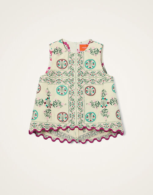 La DoubleJ La Scala Top Florette Tiles Ecru TOP0197JCQ137FLO09BR05