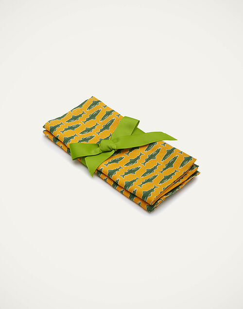 La DoubleJ Large Napkins Set Of 2 Como Fish Yellow Small NAP0006LIN005CMF0006