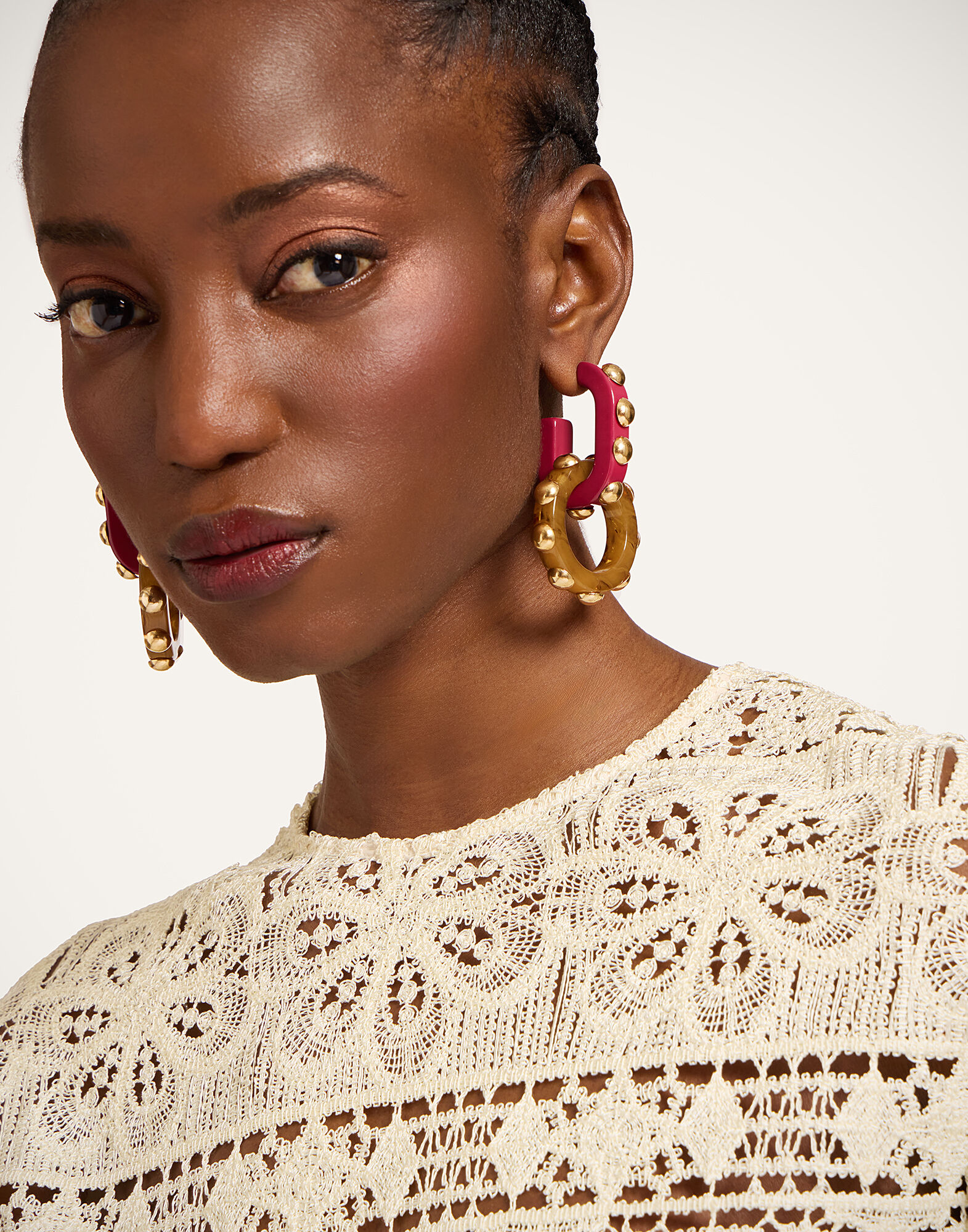 La DoubleJ Double Hoop Earrings Solid Military Green EAR0048POL004SOLIDGR12