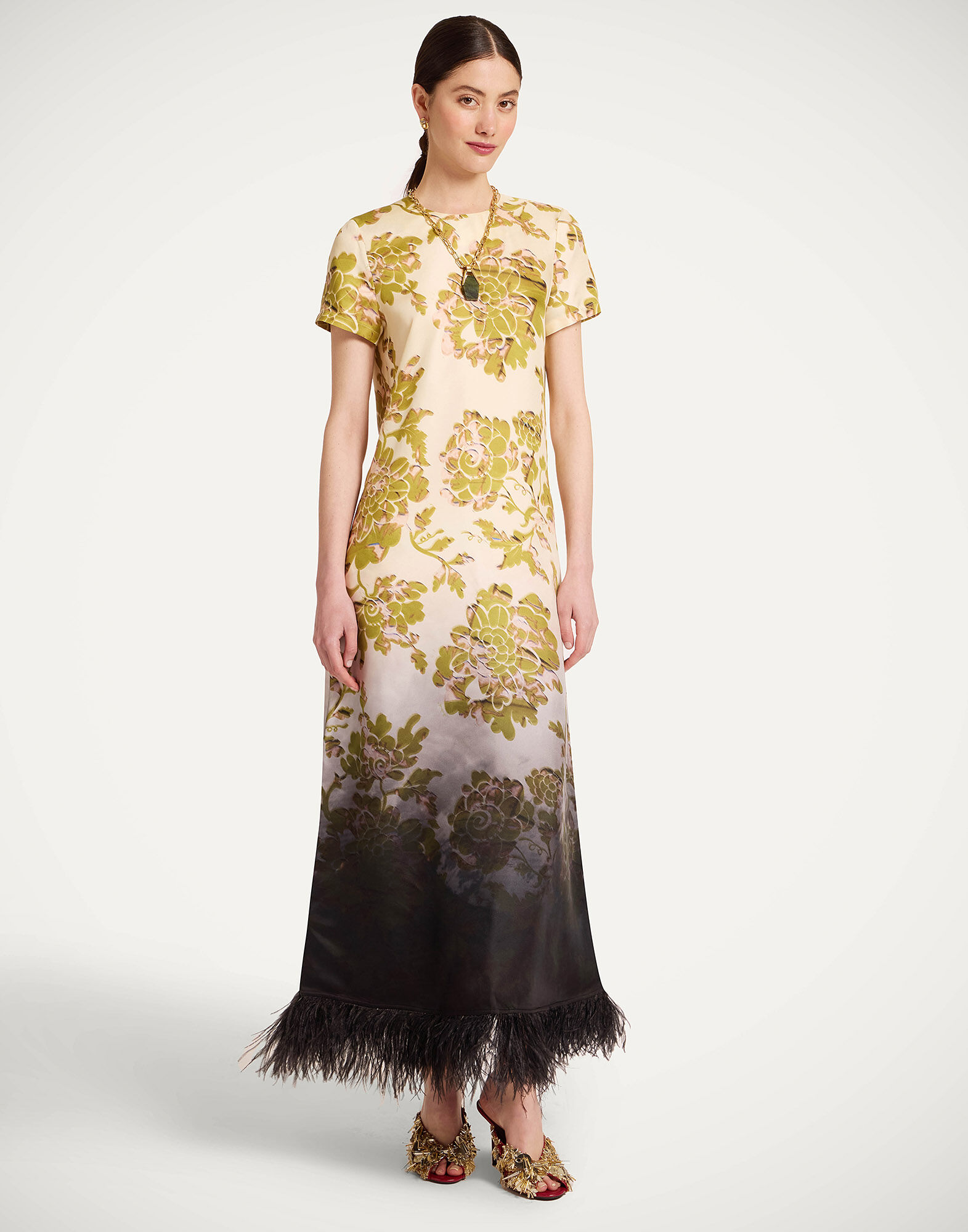 La DoubleJ Swing Dress Oasis Ombr&eacute; Plac&eacute;e Green & Black DRE0316SIL001OAO01GR02
