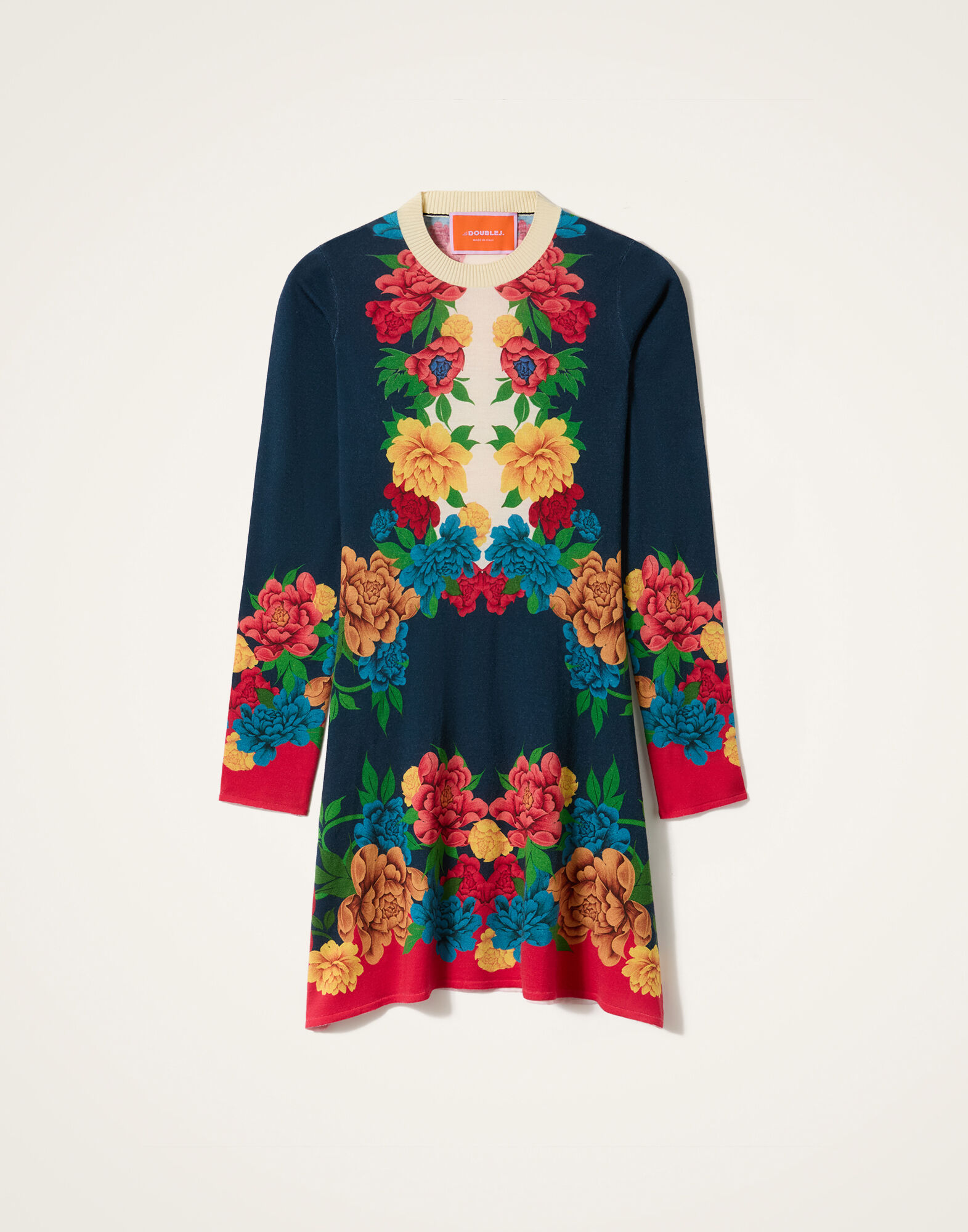 La DoubleJ Knit Long Sleeve Mini Swing Dress Queen Peony Plac&eacute;e Blue DRE1068KNI206VA484BU03