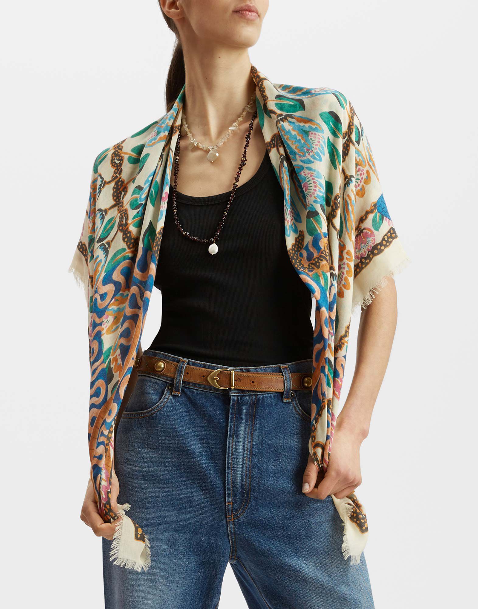 La DoubleJ Foulard 120 Eve Ecru SCA0049WOL017EEC01BR05