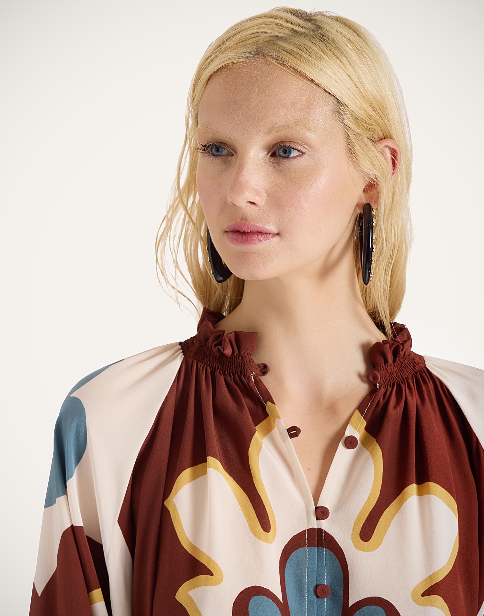 La DoubleJ Midi Cerere Shirt Dress Palazzo Plac&eacute;e Chocolate DRE0925CRE001PAL08BR07