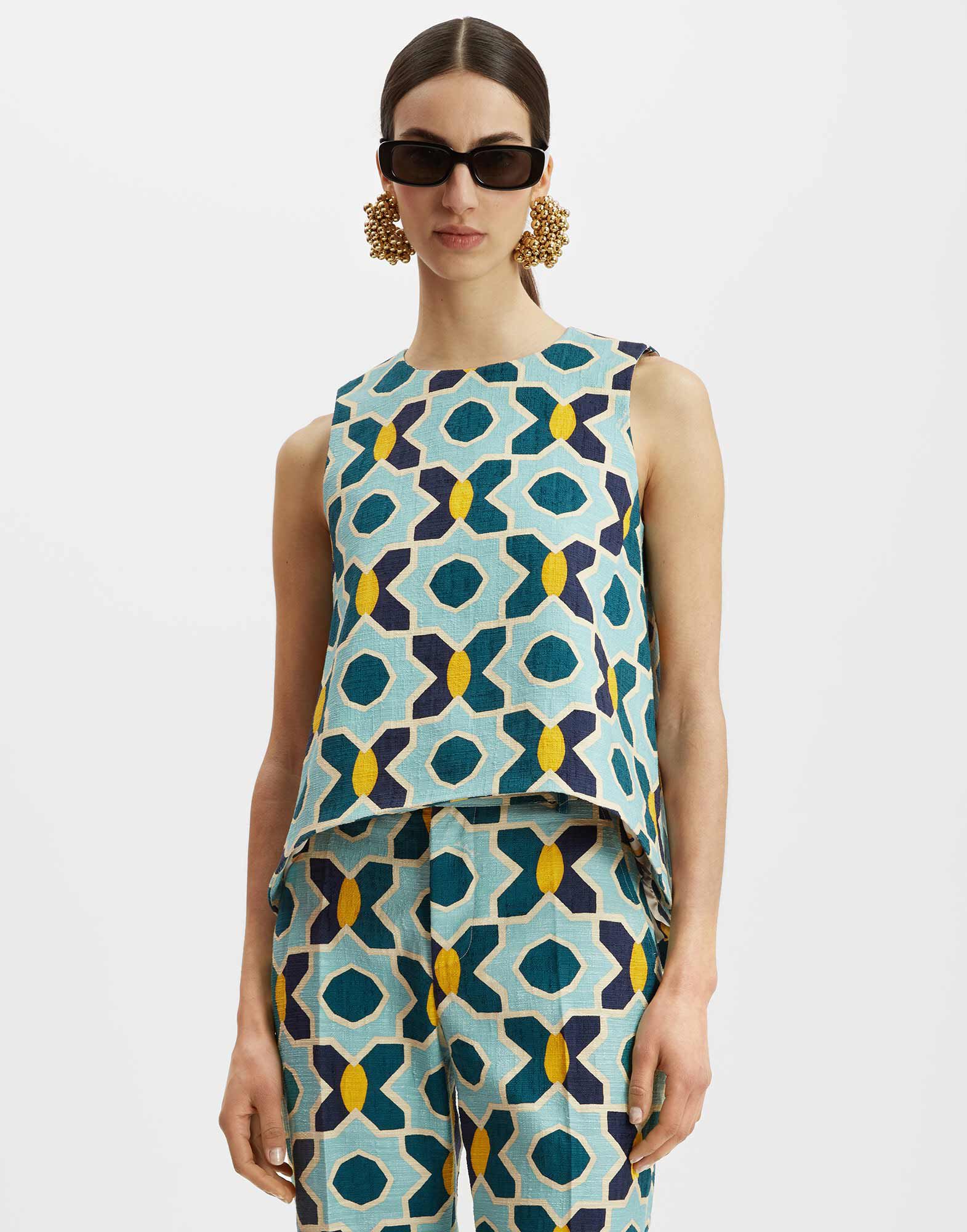 La DoubleJ La Scala Top Plaza Light Blue TOP0016COT005PLA01BU01