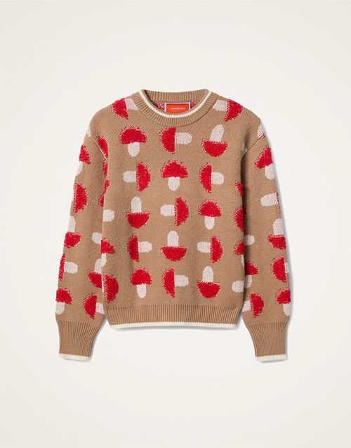 La DoubleJ Fun-Guy Sweater Camel & Red PUL0343KNI193VA449BR04