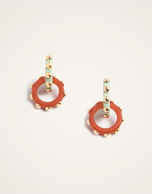 La DoubleJ Double Hoop Earrings Solid Orange EAR0048POL004SOLIDOR02