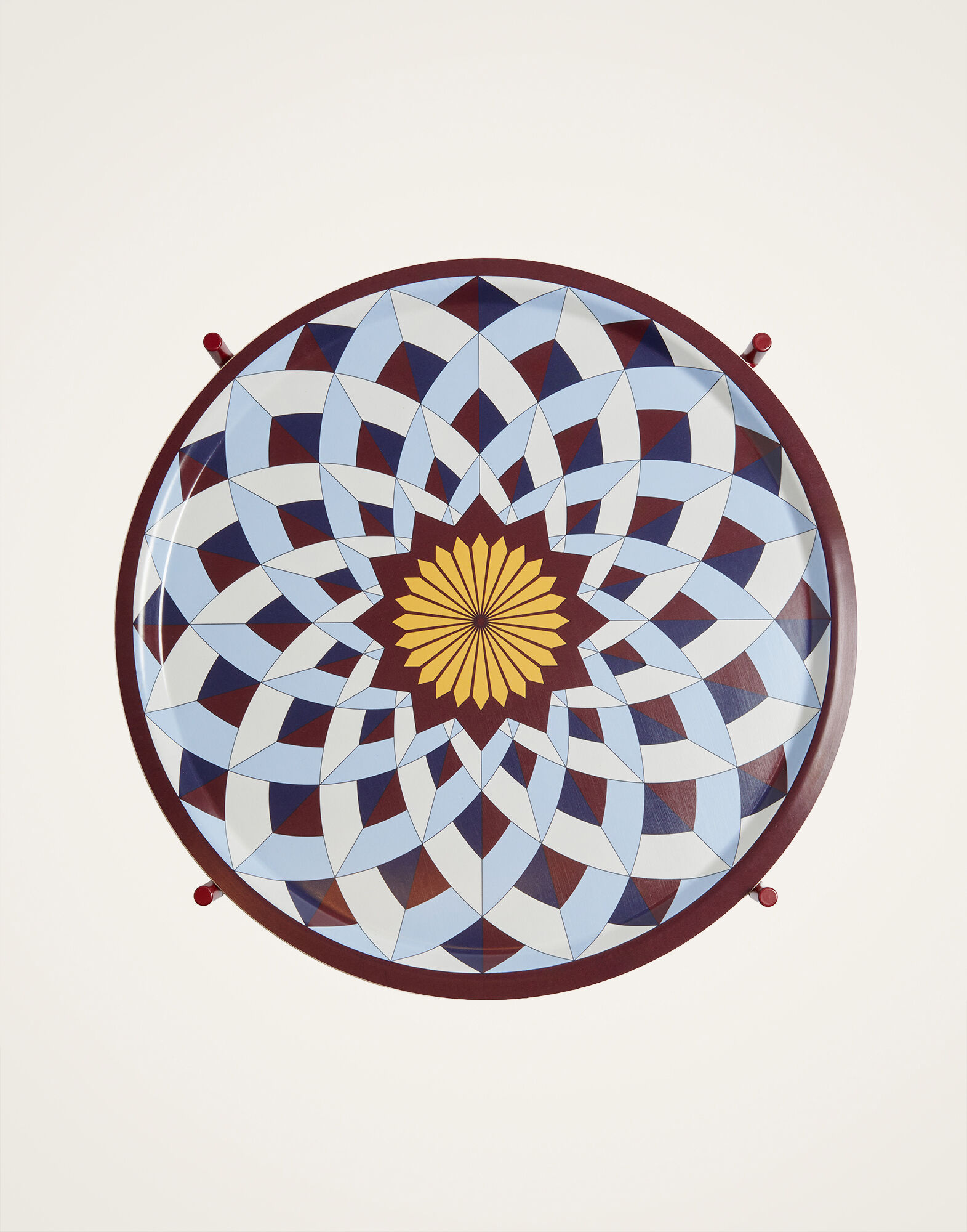 La DoubleJ Large Round Printed Tray Lotus Of Life Blue TRA0006WOD001LOL01BU03