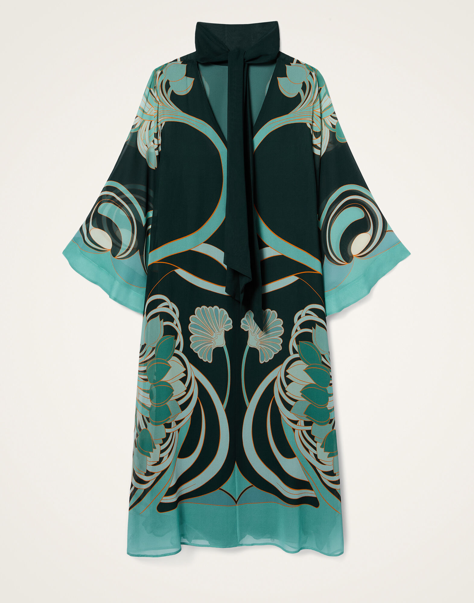 La DoubleJ Magnifico Midi Dress Blooming Tulip Plac&eacute;e Dark Green DRE0788SIL028BTU01GR03