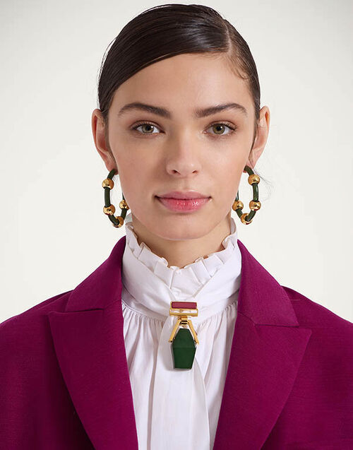 La DoubleJ Studded Hoops Solid Camouflage EAR0049POL014SOLIDGR08