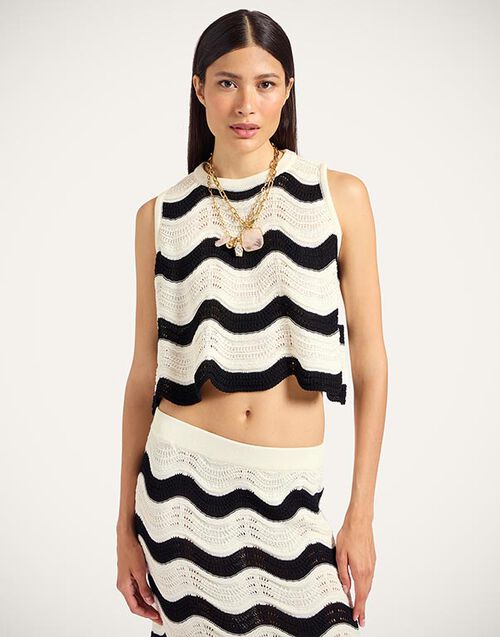 La DoubleJ Chevron Top Bicolor Black & Ivory PUL0266KNI158VA369BR05