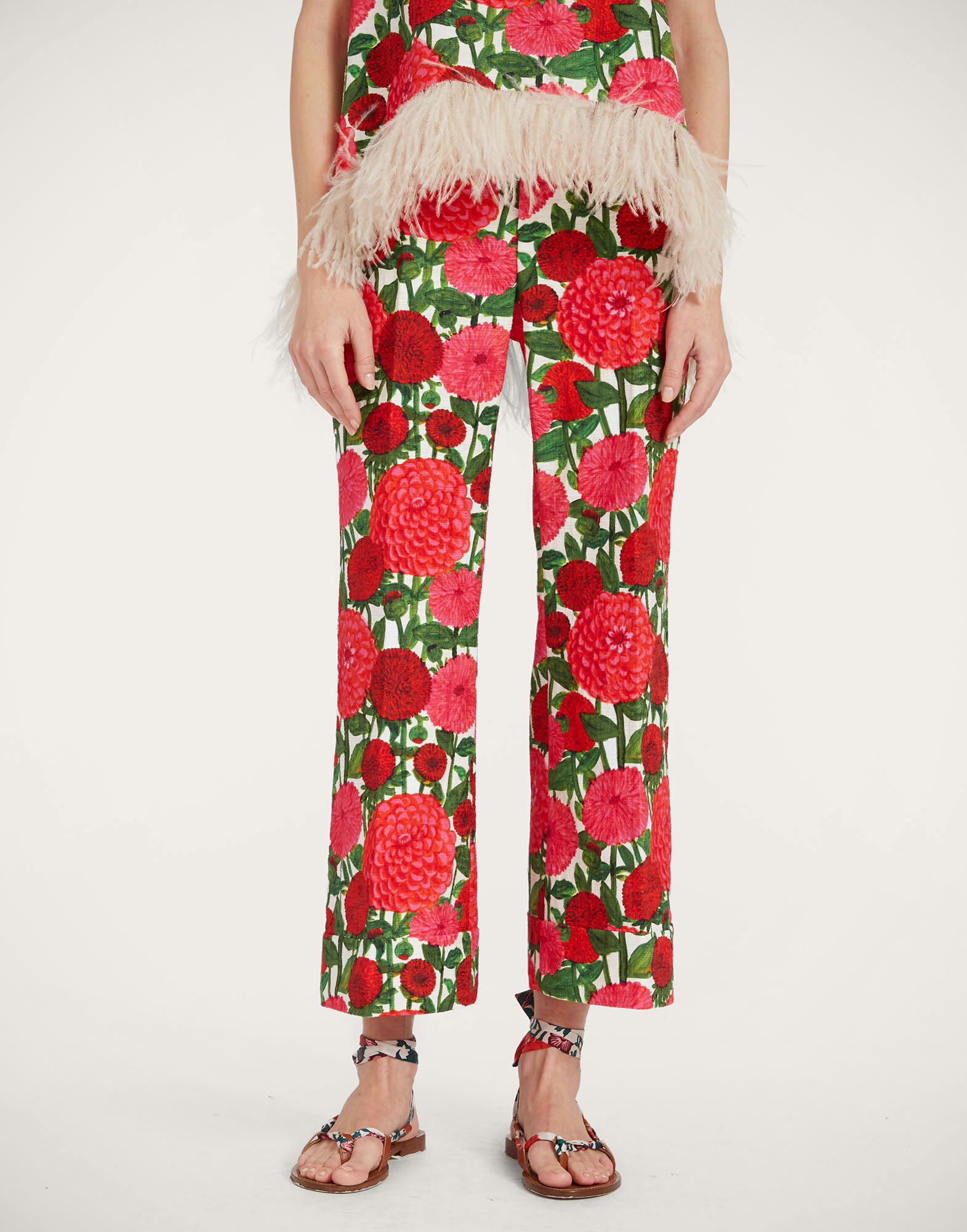 La DoubleJ Hendrix Pants Pink Dahlias TRO0014COT005DAH0001