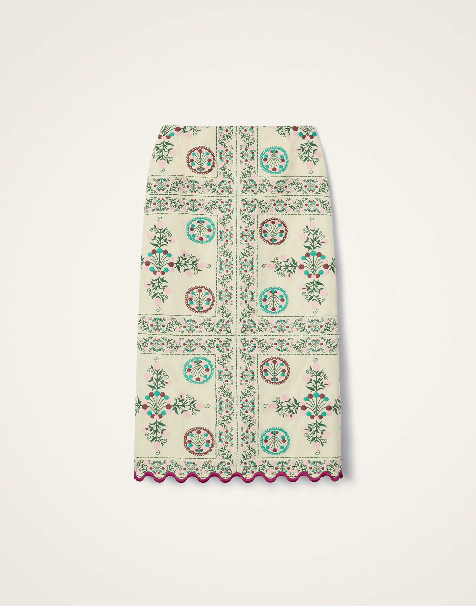 La DoubleJ Pencil Skirt Florette Tiles Ecru SKI0197JCQ137FLO09BR05