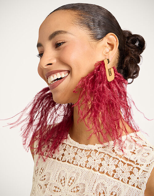 La DoubleJ Ostrich Earrings Resin And Ostrich Feathers EAR0083POL022SOLIDRE02