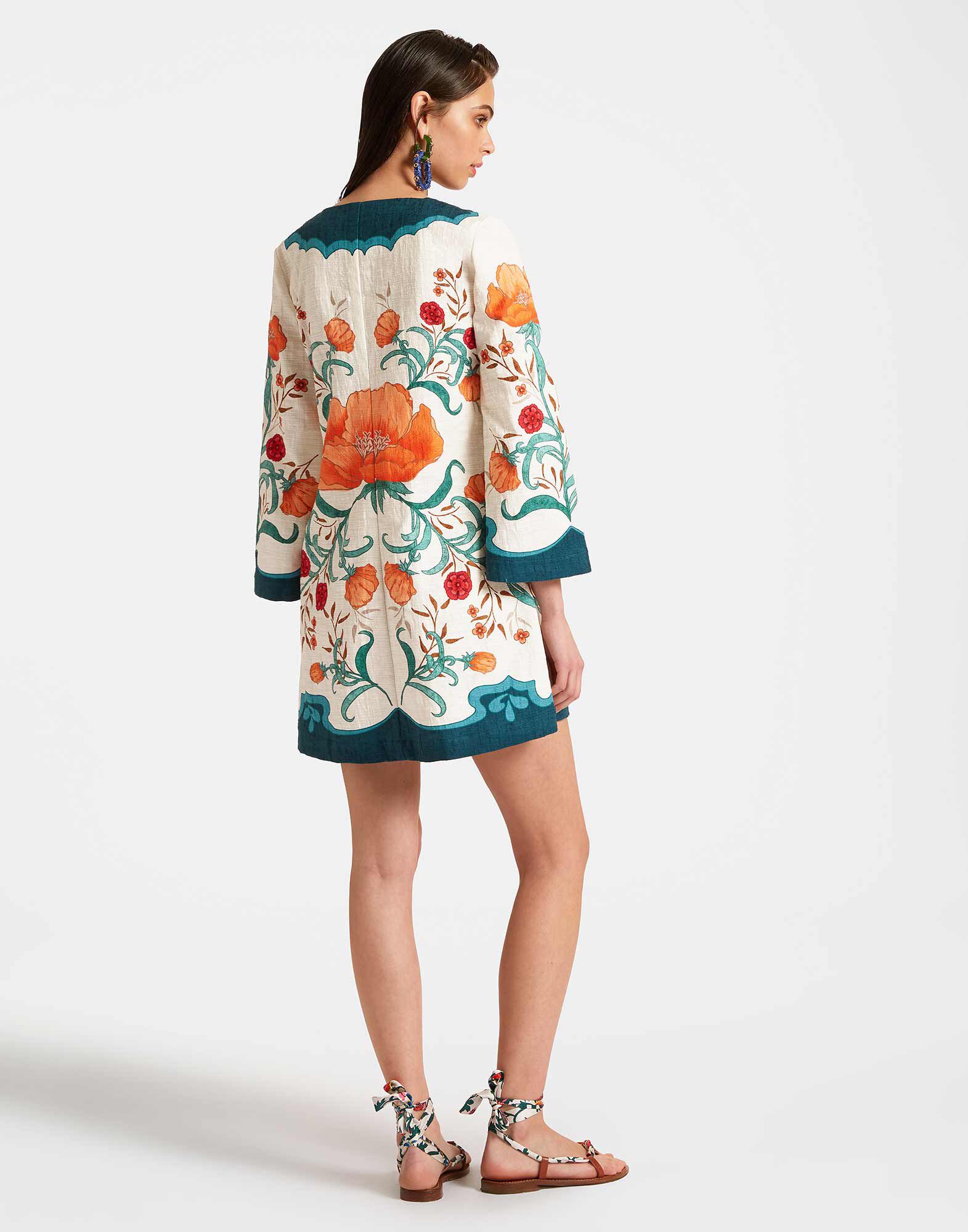 La DoubleJ The Tunic Mini Morpheus Plac&eacute;e Orange DRE0737COT005MOR01OR02