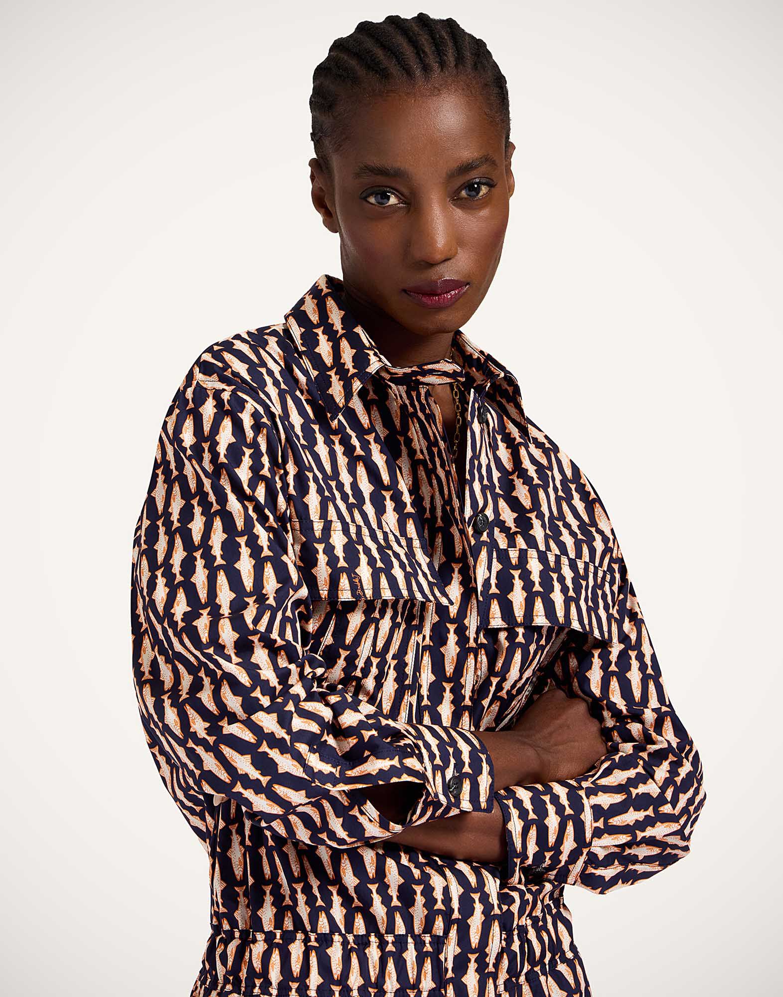 La DoubleJ Aviator Jumpsuit Pesciolini Blue DRE0489COT039PES04BU03