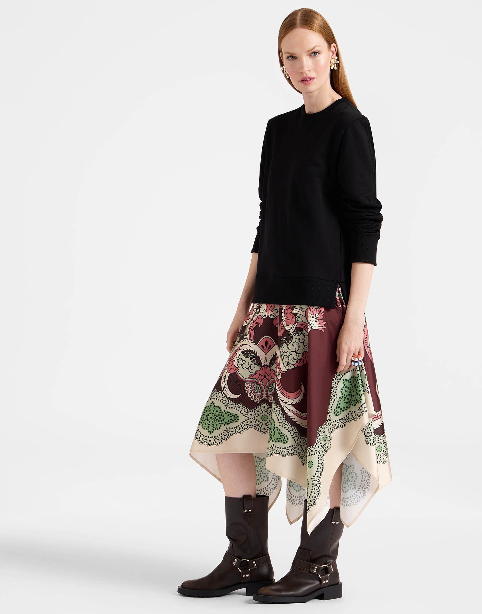 La DoubleJ Sporty Foulard Dress Portal Plac&eacute;e Brown DRE0639JER040POR02BR11