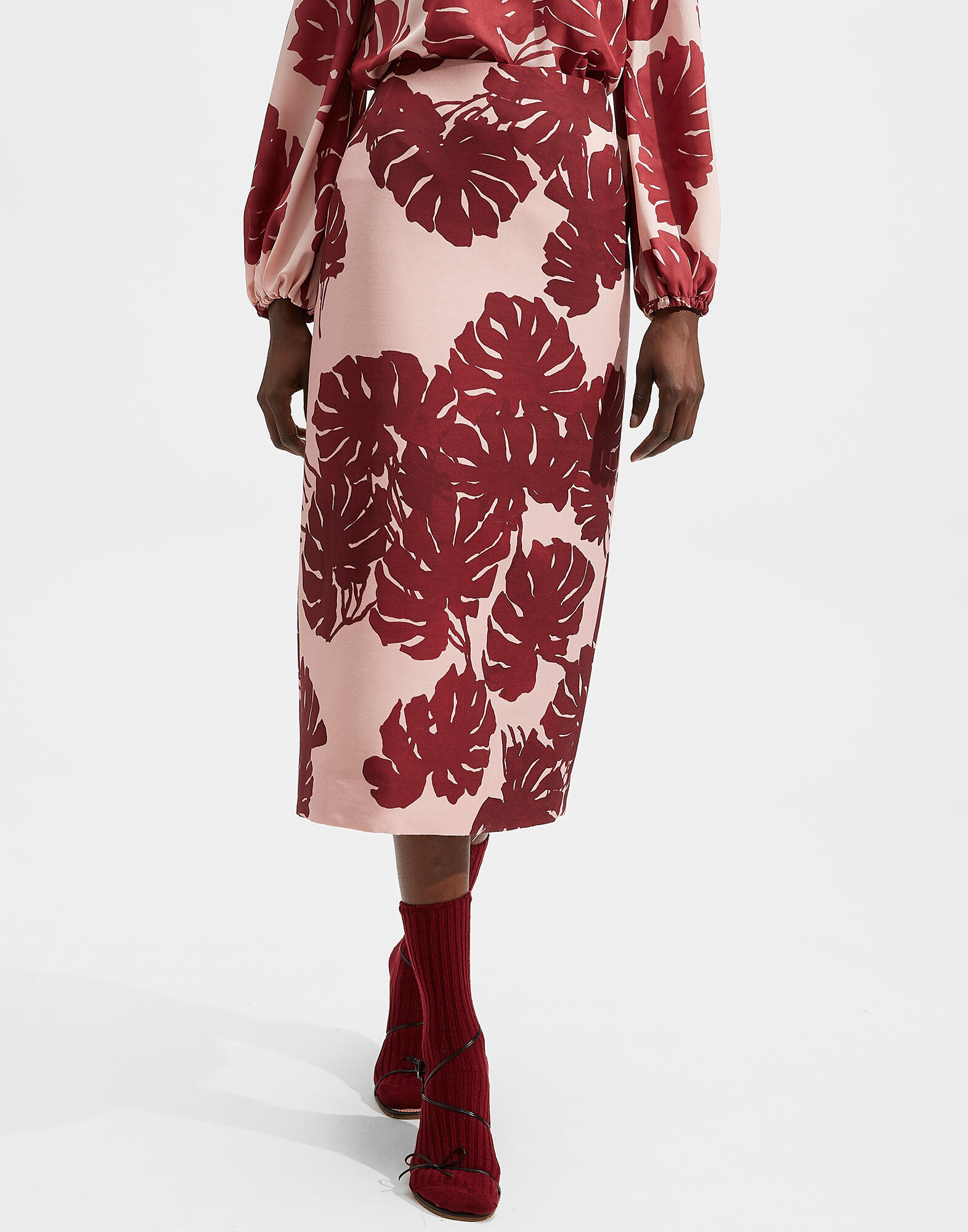 LaDoubleJ Pencil Skirt Monstera Rosa SKI0011CAD001MON0002