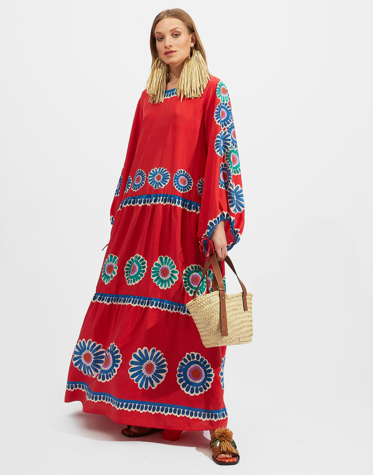 La DoubleJ Vesta Dress Daisy Plac&eacute;e Red DRE0302SIL009DAY0007