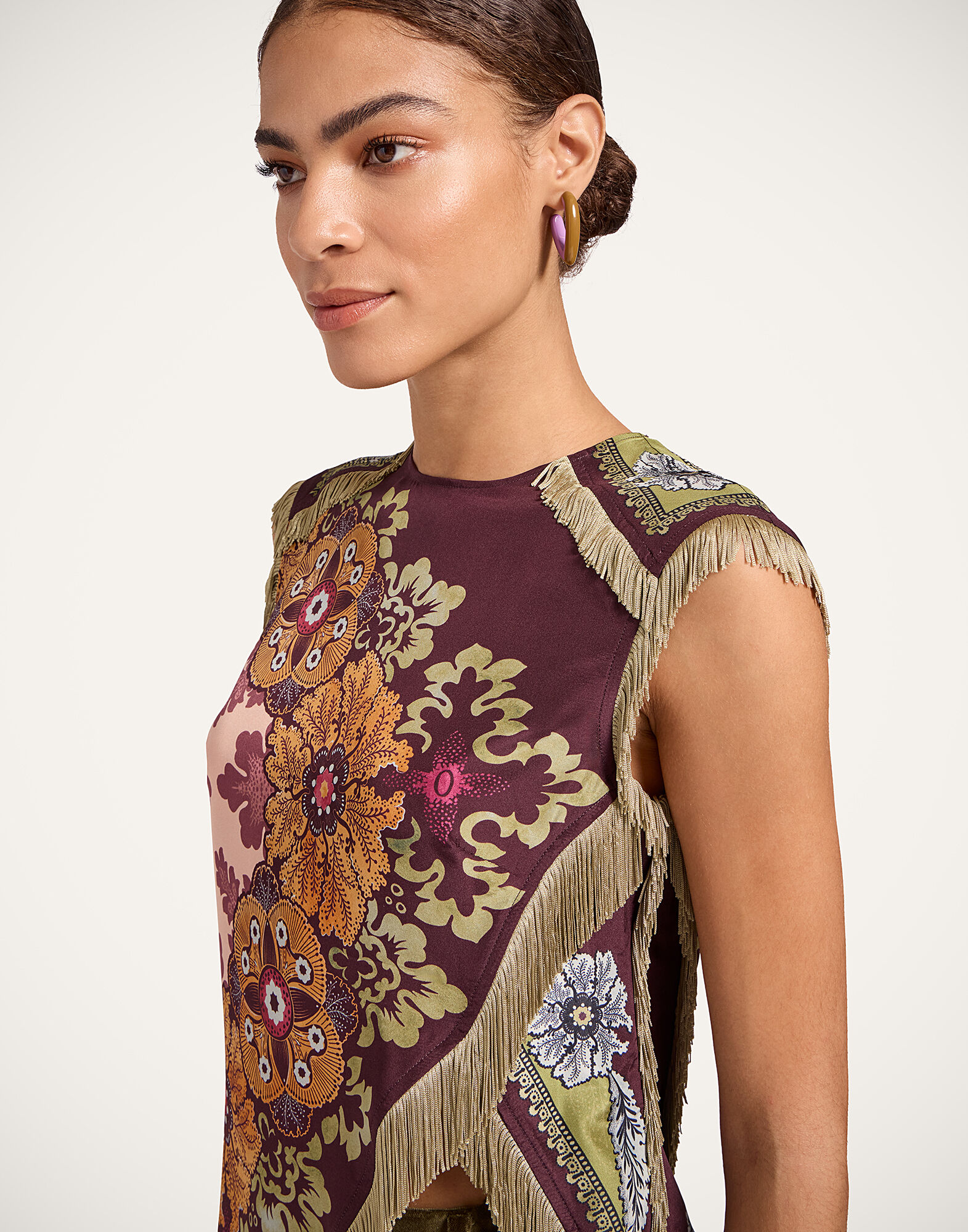 La DoubleJ Scarf Top Bounty Plac&eacute;e Burgundy TOP0160SIL009BOU01RE07