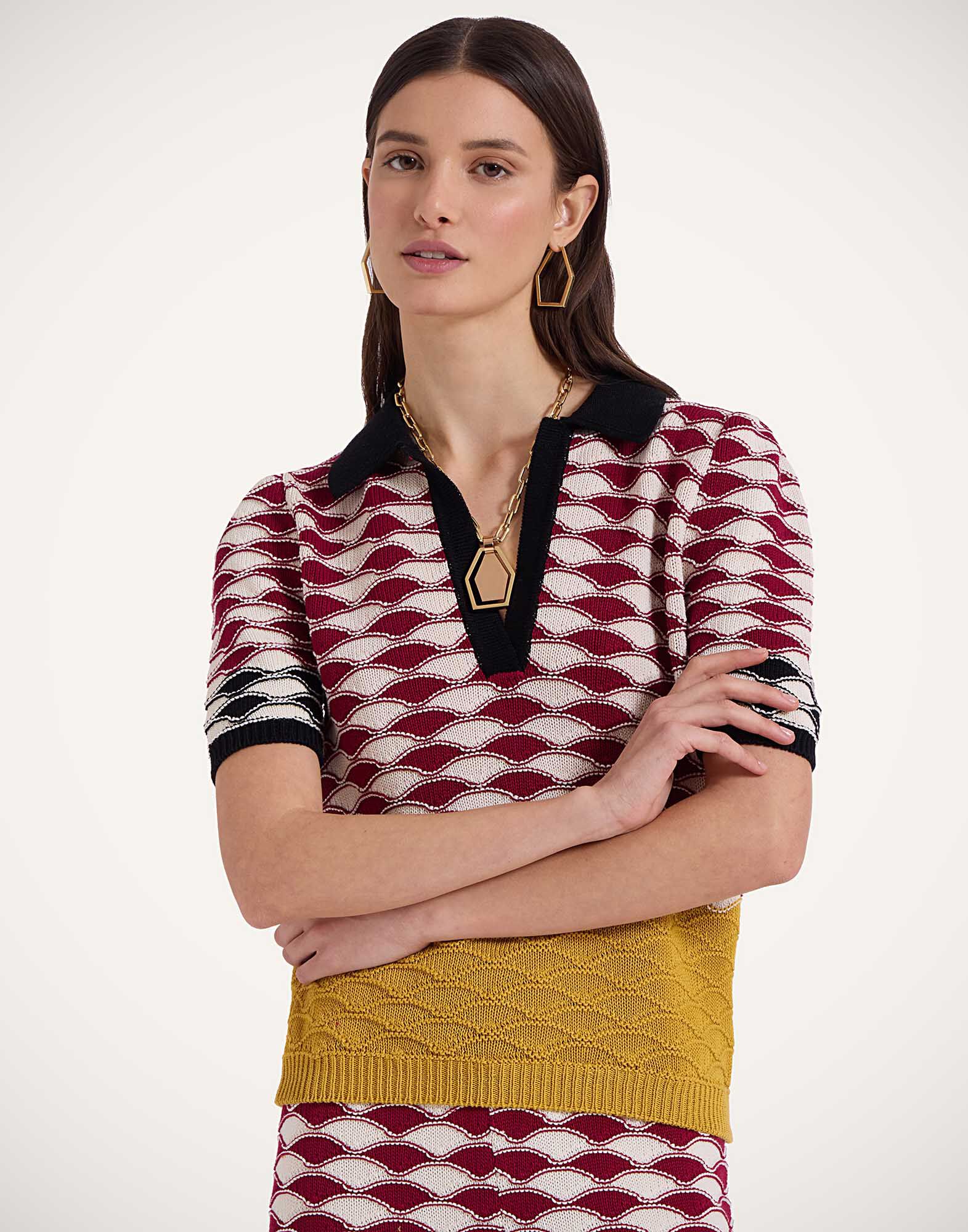 La DoubleJ Sunset Polo Multicolor Red & Yellow PUL0254KNI152VA349RE01