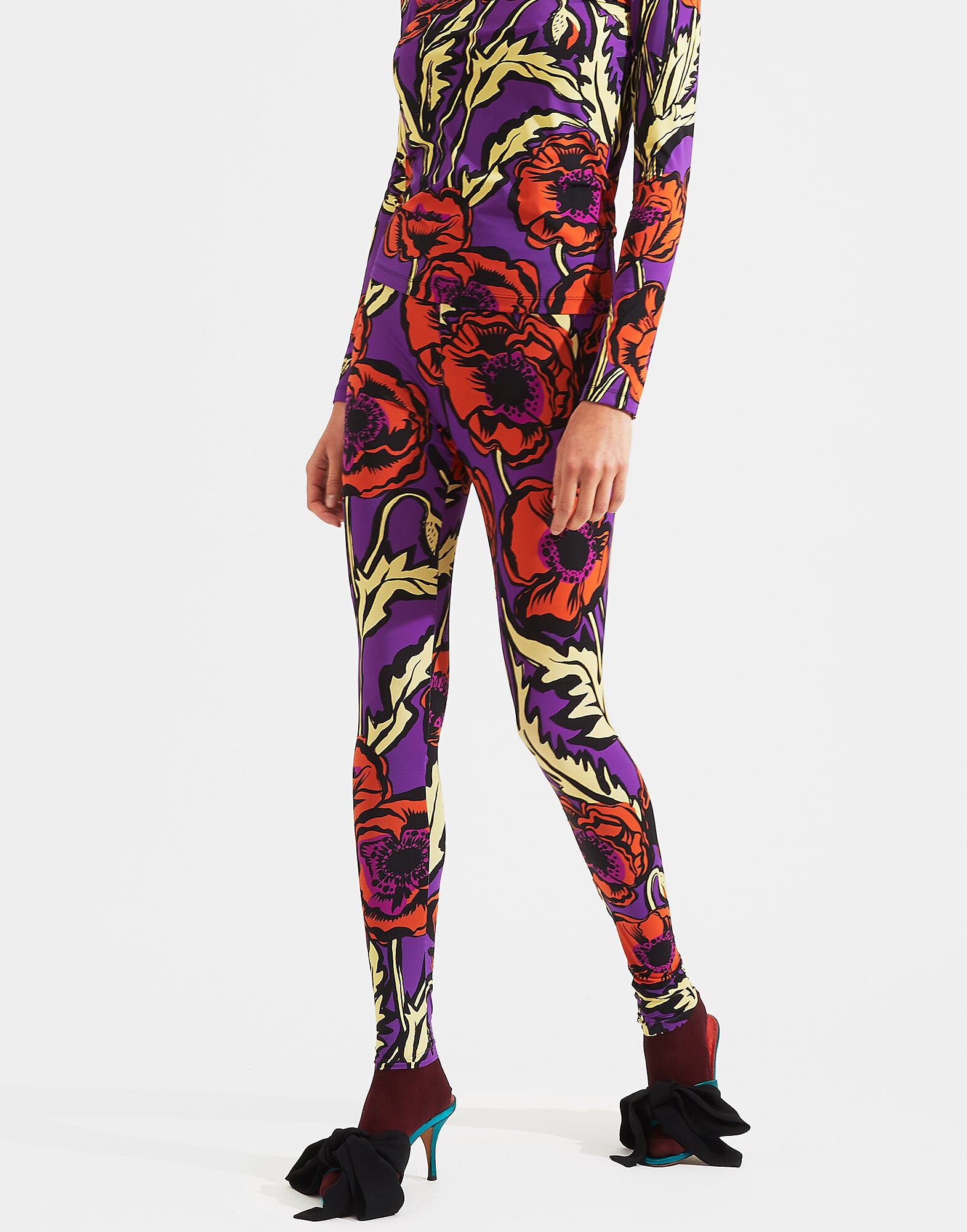 LaDoubleJ Leggings Big Blooms Viola TRO0013JER005PFI0004
