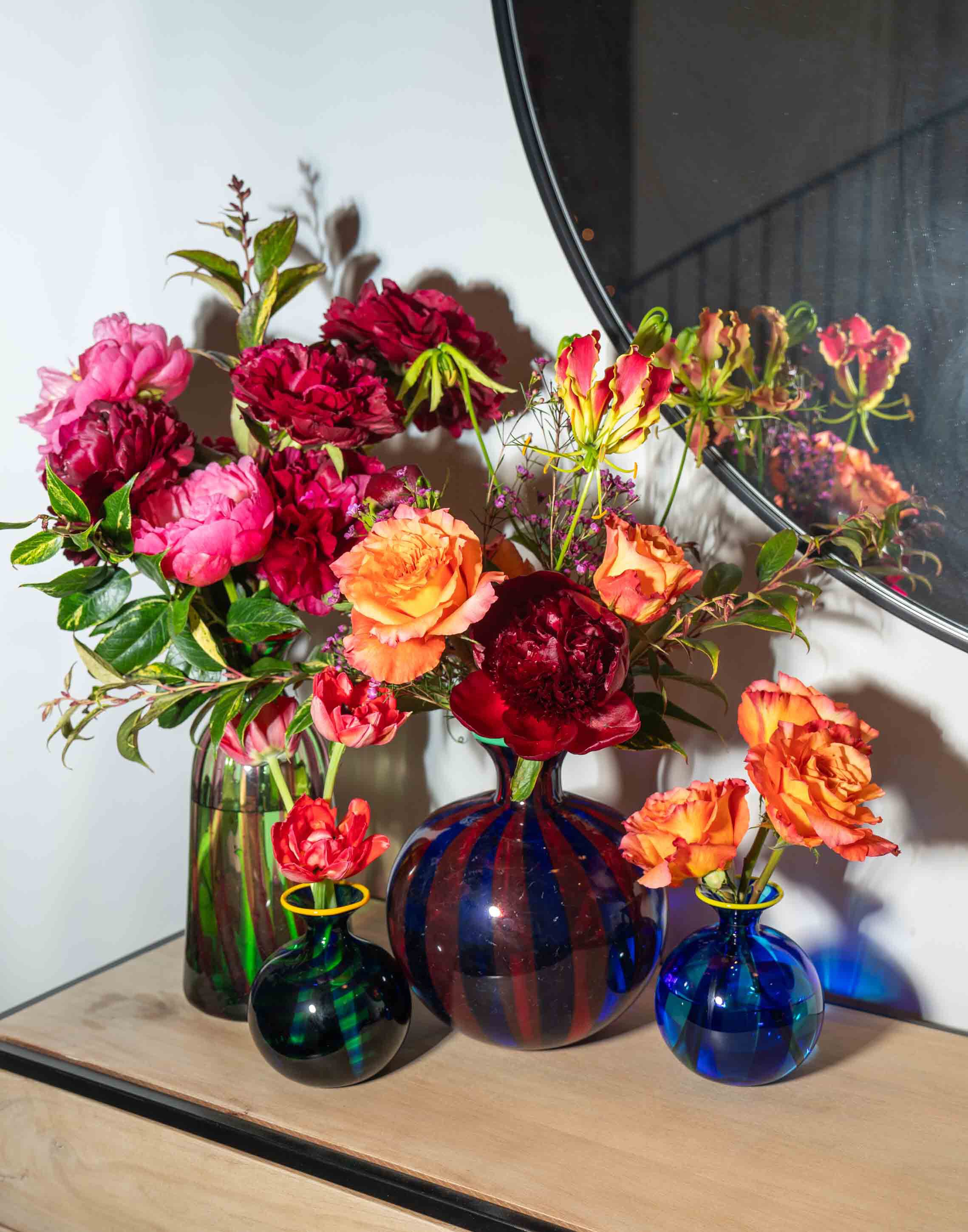 La DoubleJ Bottiglia Vase (Ridged) Verde/Fucsia VAS0010MUR001MUL0039