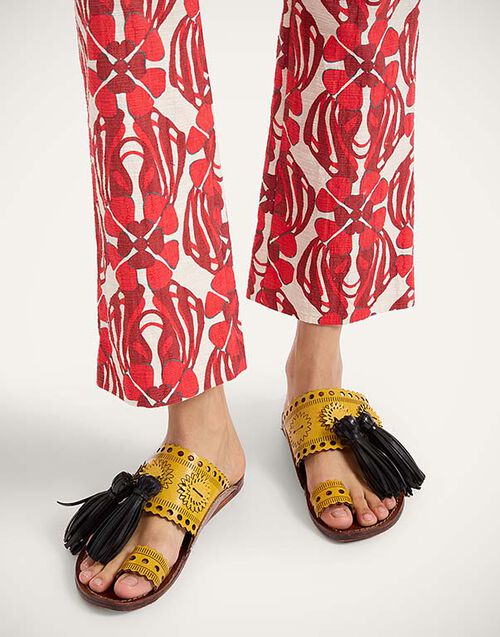 La DoubleJ Sandy Slides Solid Yellow SHO0110LEA014SOLIDYE02