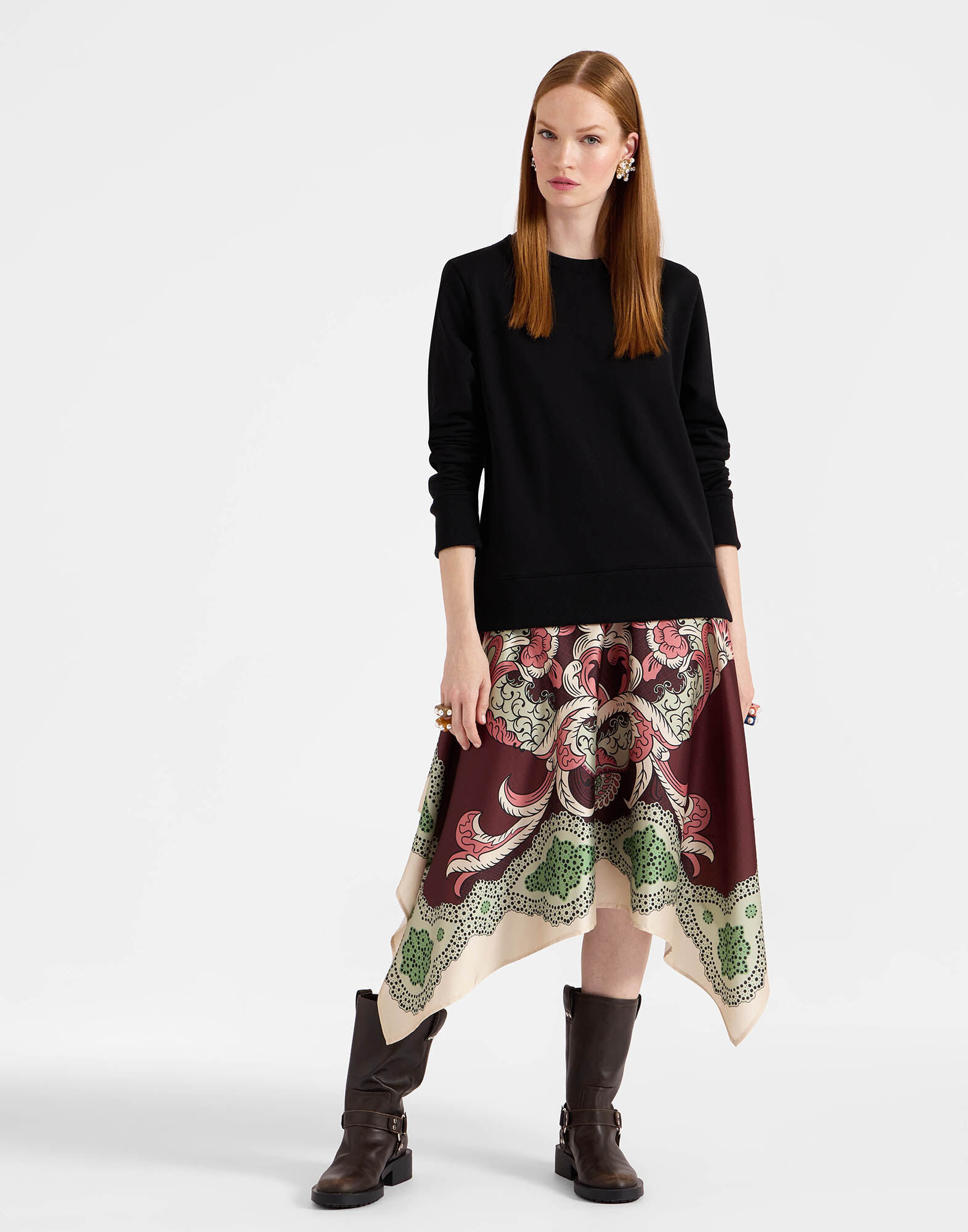 La DoubleJ Sporty Foulard Dress Portal Plac&eacute;e Brown DRE0639JER040POR02BR11