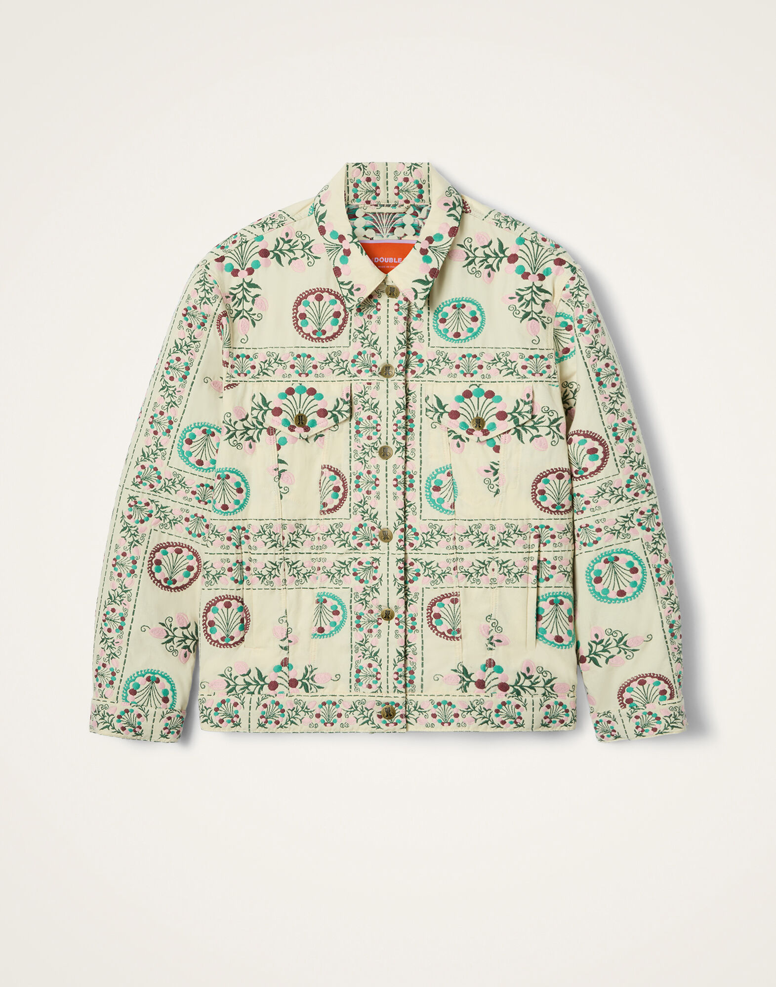 La DoubleJ The Oversized Jean Jacket Florette Tiles Ecru JAC0190JCQ137FLO09BR05