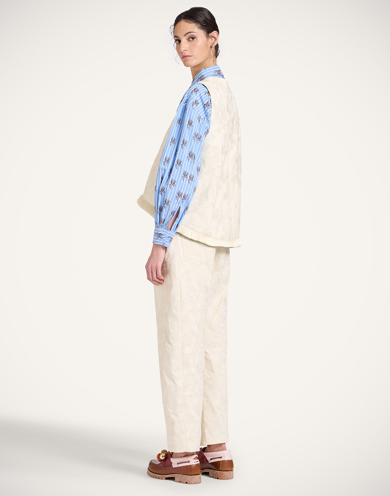 La DoubleJ Fancy Pants Solid Ecru TRO0196COT086SOLIDBR05