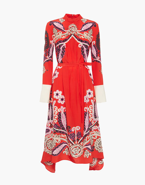 La DoubleJ Le Marais Dress Folky Hearts Red Placée DRE0416CRE002FLH0006