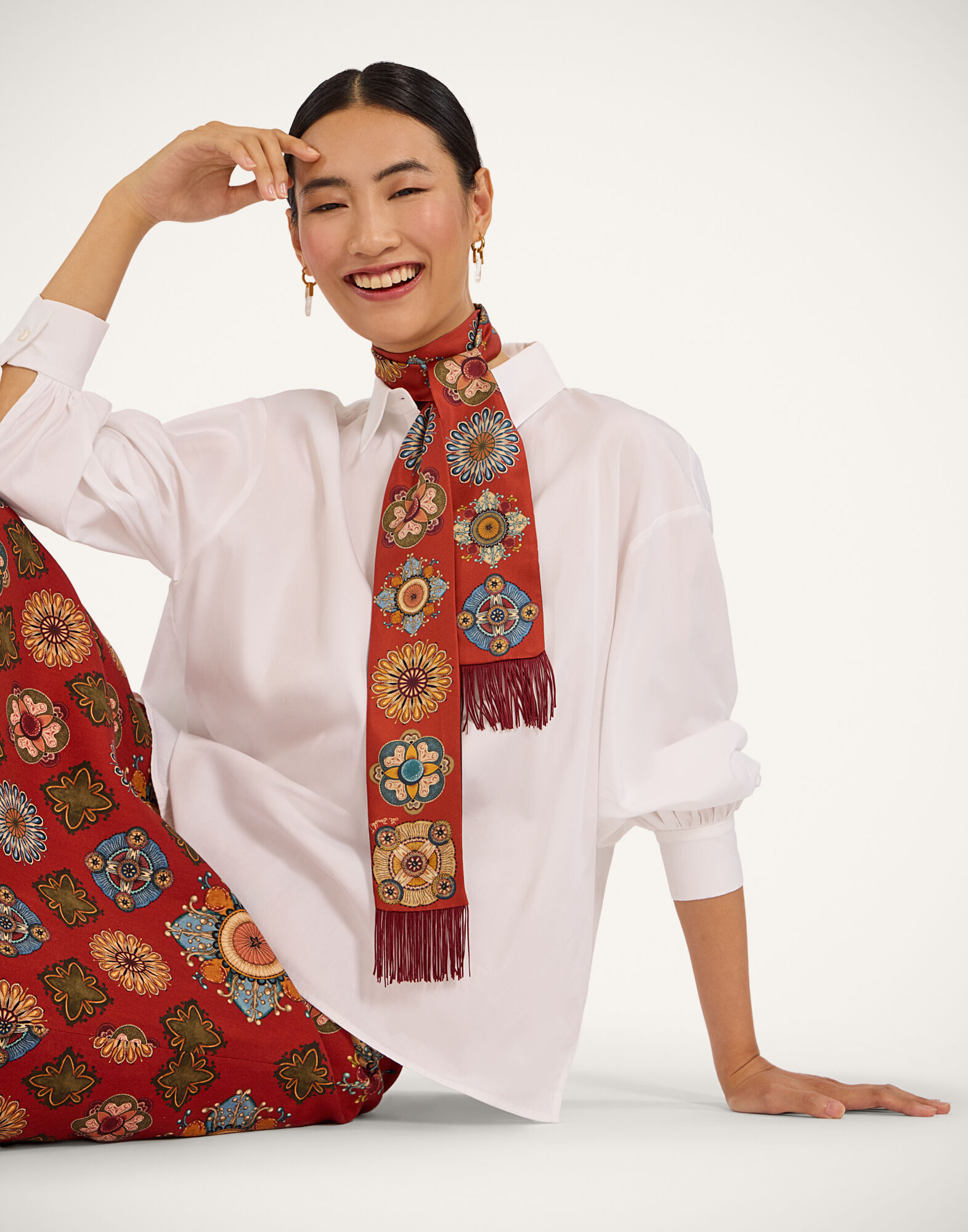 La DoubleJ Skinny Scarf Nucleus Plac&eacute;e Rust SCA0075SIL006NUC06OR04