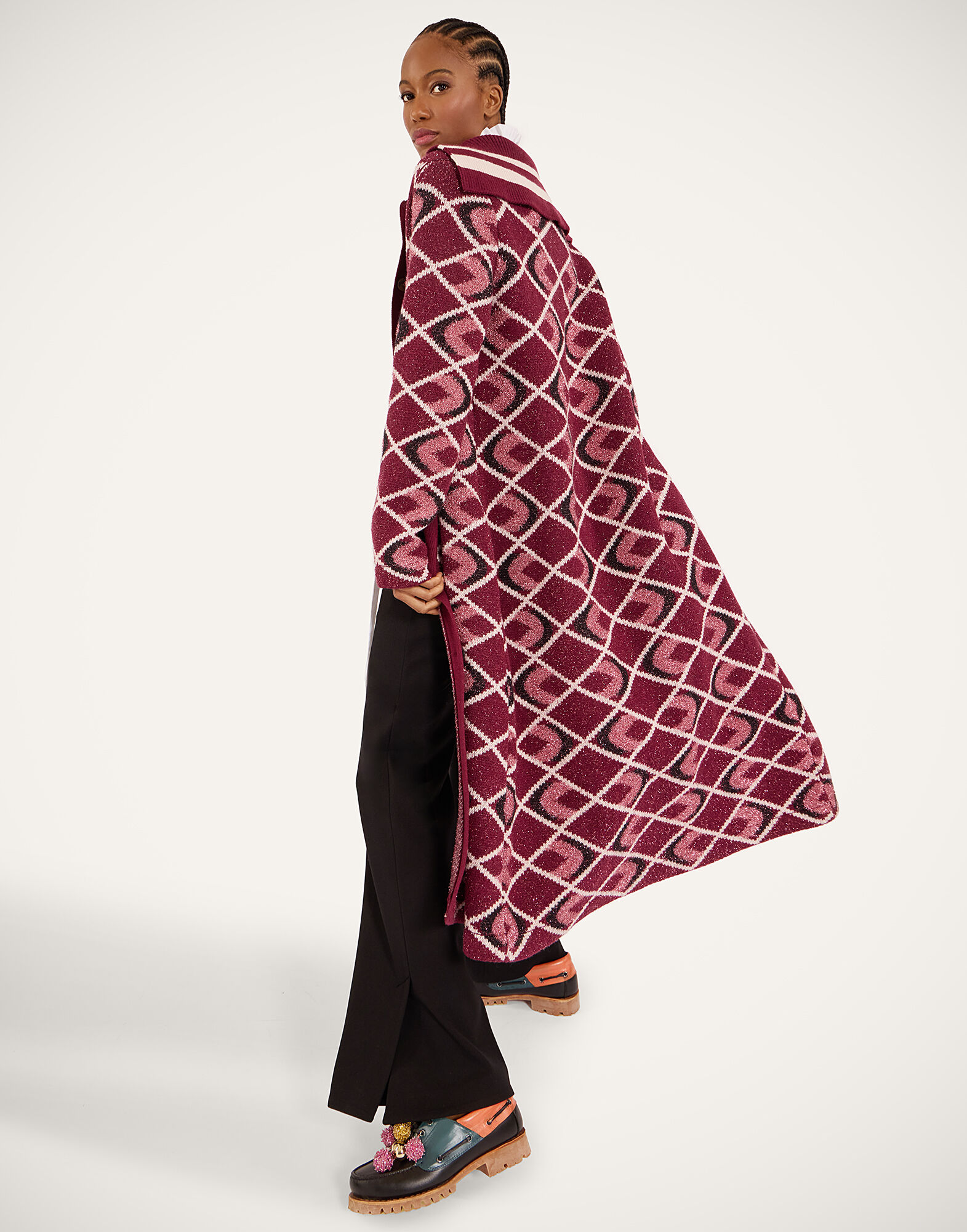 La DoubleJ Half-Light Coat Multicolor Burgundy JAC0184KNI132VA454RE02