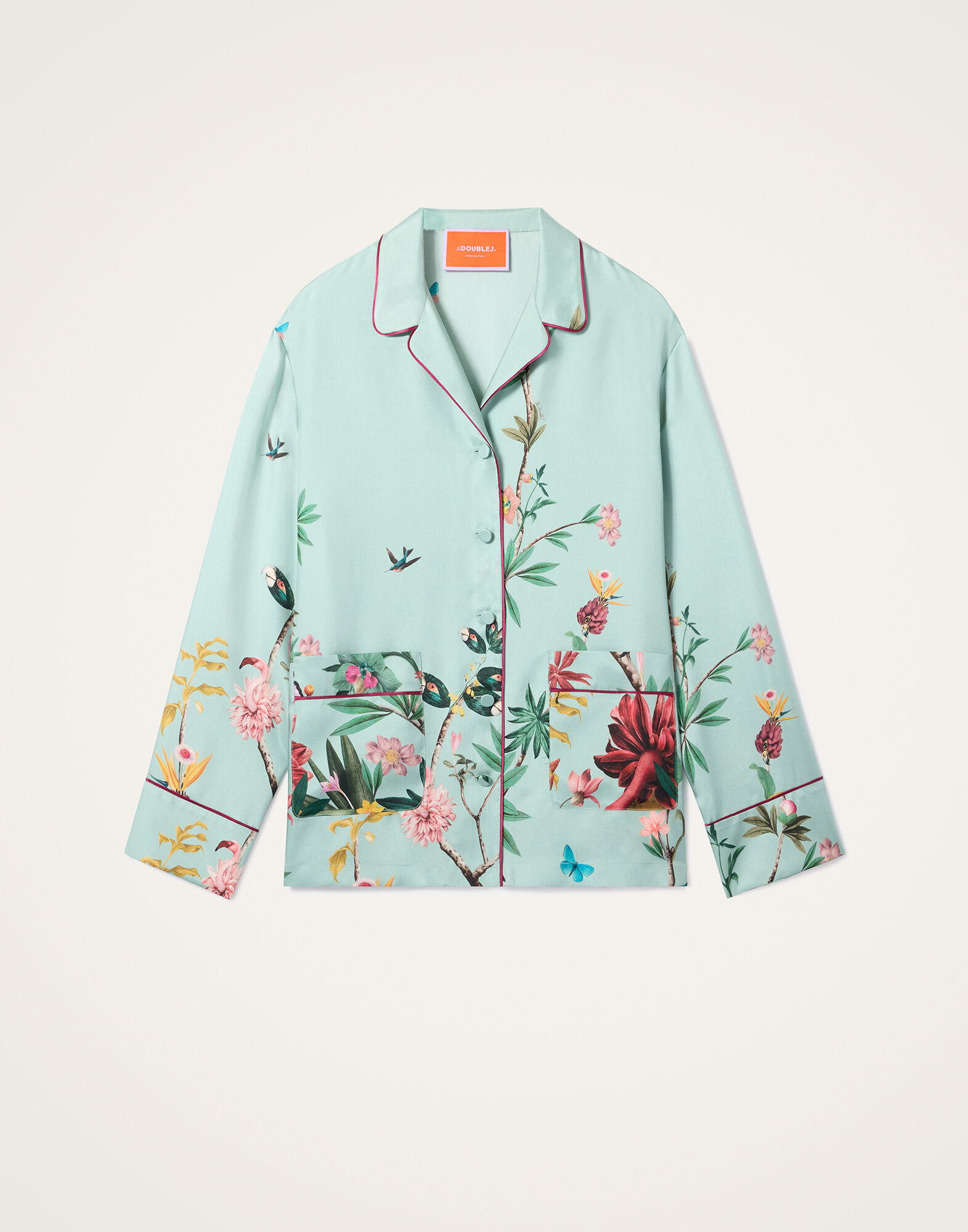 La DoubleJ Pajama Shirt Zooflora Plac&eacute;e Light Blue SHI0077SIL001ZOF04BU01