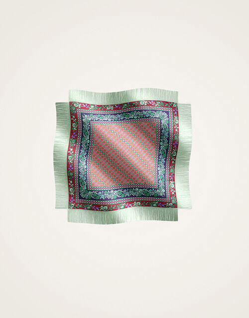 La DoubleJ Reversible Fringe Foulard 90 Regalia Placée Red SCA0073SIL006REG02RE01