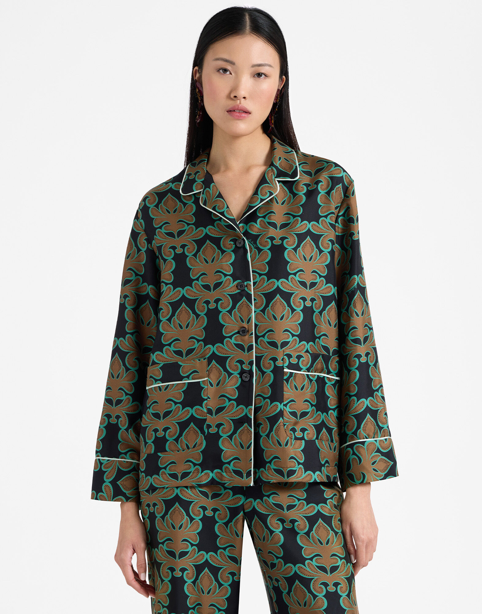 La DoubleJ Pajama Shirt Herald Black SHI0077SIL001ALD01BL01