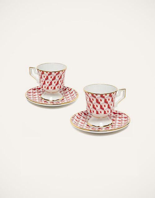La DoubleJ Espresso Cup & Saucer Set of 2 Cubi Rosso DIS0007CER001CUB0005