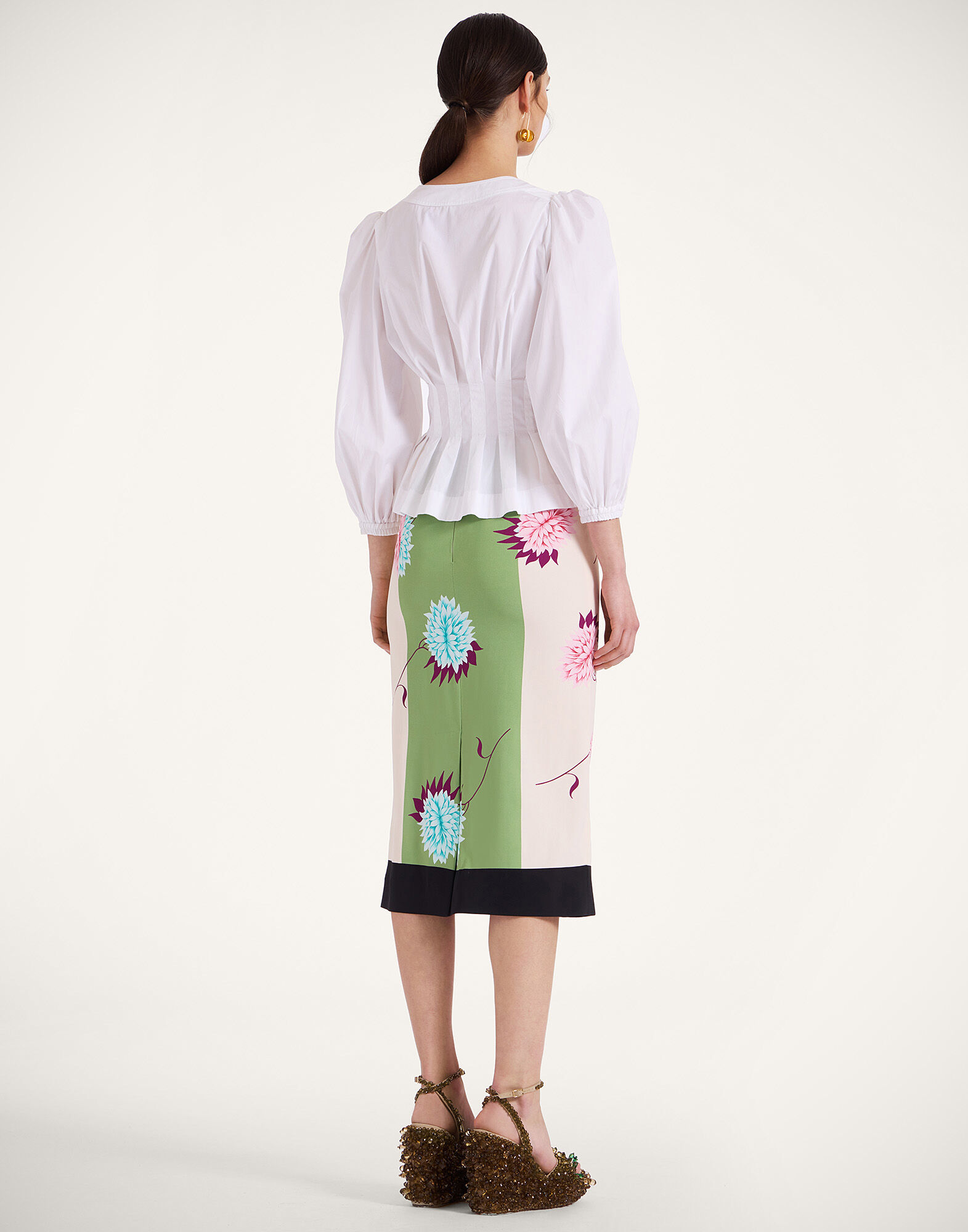 La DoubleJ Pencil Skirt Derby Plac&eacute;e Multicolor SKI0022VIS011DER03MU01