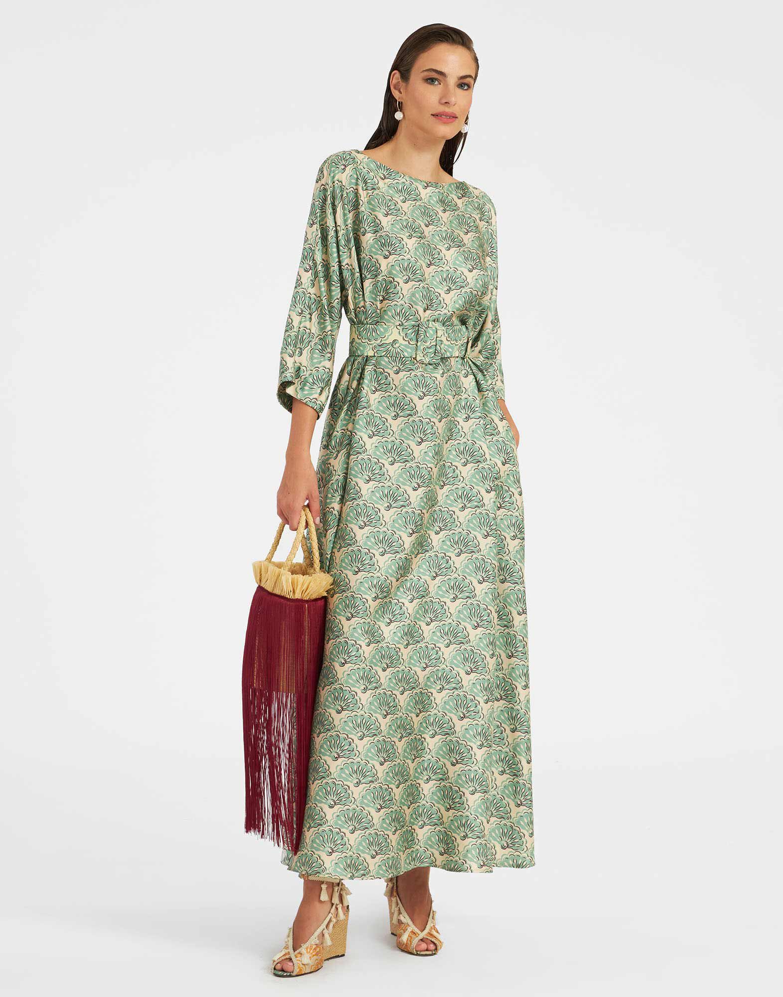 La DoubleJ Muumuu Dress Round Neck Fans Mint DRE0370SIL001FAN01GR11